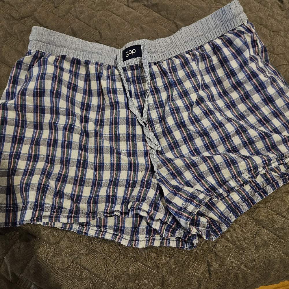 GAP Womens Blue Plaid Sleep/lounge Shorts